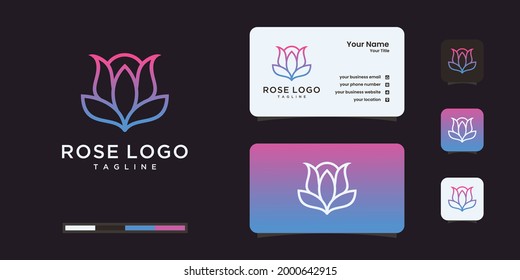 Set of abstract flower rose logo design template
