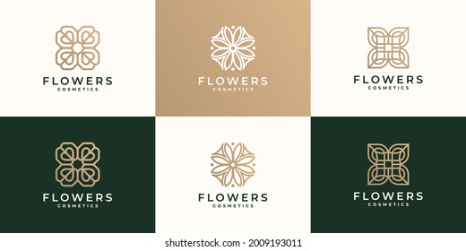 Set of abstract flower rose logo
