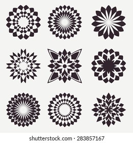 set of abstract flower symbols