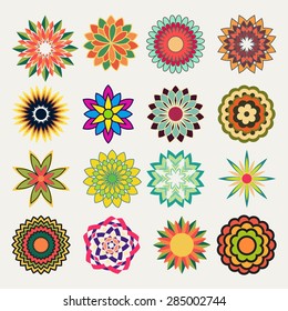 Satz abstrakter Blumensymbole. Vektorgrafik