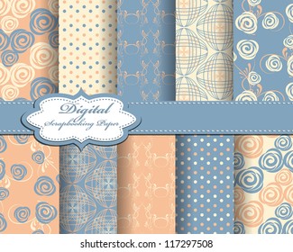set of abstract flower vector paper for scrapbook