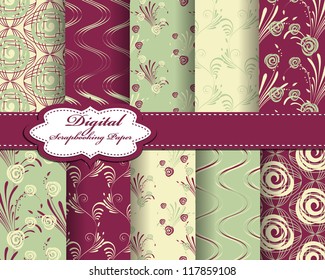 set of abstract flower vector paper for scrapbook