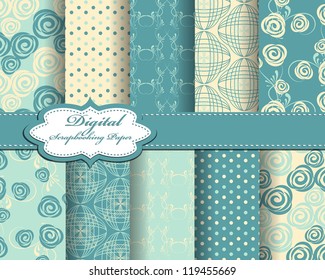 set of abstract flower vector paper for scrapbook
