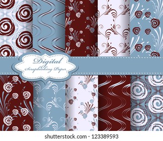 set of abstract flower vector paper for scrapbook