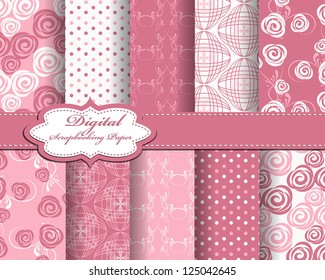 set of abstract flower vector paper for scrapbook