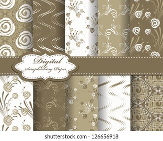 set of abstract flower vector paper for scrapbook