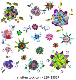 	Set of abstract flowers
