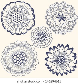 Set of abstract flowers