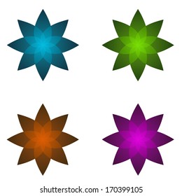 set abstract flowers different colors