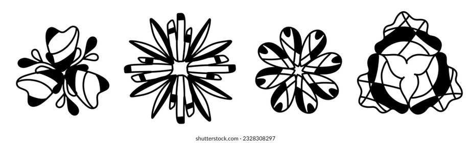 Mit abstrakten Blumen im handgezeichnet umrissenen Stil. Vektorgrafik