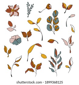 Set of abstract flowers for invitations and greeting cards. Vector illustration.