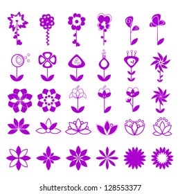 Set Of Abstract Flowers Isolated On White Background - Vector Illustration, Graphic Design Editable For Your Design With Different Shape
