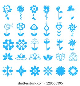 Set Of Abstract Flowers Isolated On White Background - Vector Illustration, Graphic Design Editable For Your Design With Different Shape