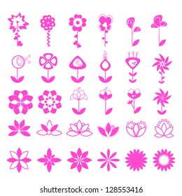 Set Of Abstract Flowers Isolated On White Background - Vector Illustration, Graphic Design Editable For Your Design With Different Shape