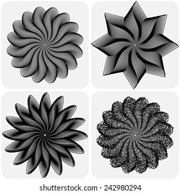 Set of abstract flowers on white background. Vector illustration