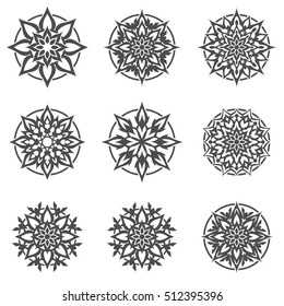 Set of abstract flowers. Ornament Pattern. Decorative element.