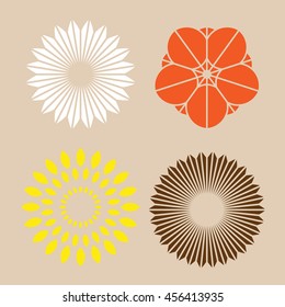 Set of abstract flowers and ornaments