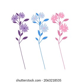 A set of abstract flowers of various colors