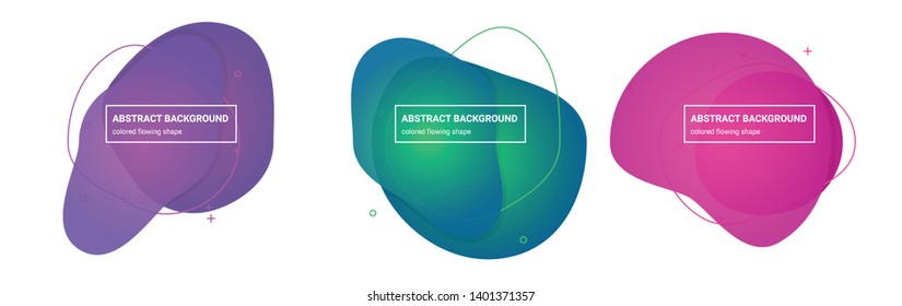 Set of abstract flowing shapes background templates in Tapestry, Affair, Persian-Rose, Red-Violet, Emerald, Bahama-Blue gradients colors for logo, flyer, website etc.
