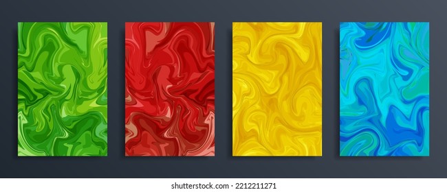 Set of abstract fluid color background. Liquid dynamic wallpaper in flat design.