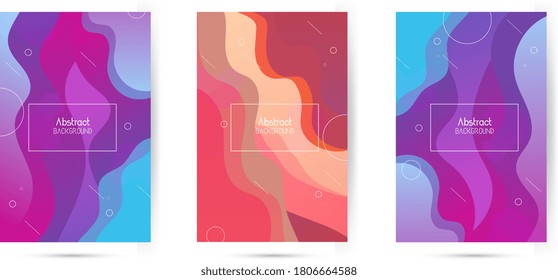 set of Abstract Fluid creative templates, set of Abstract cards, color covers set. set of Abstract Geometric design, liquids, shapes. Trendy vector collection.
