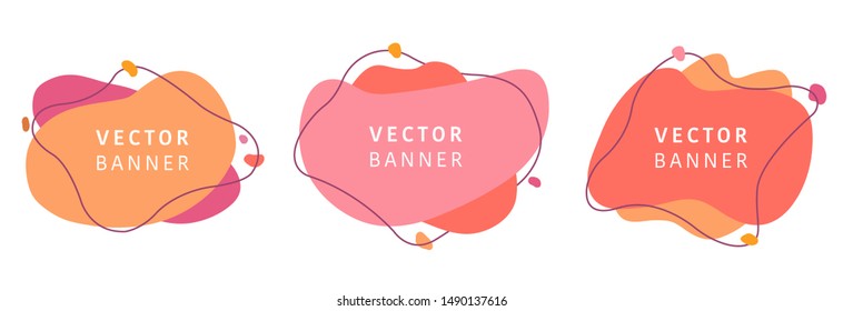 Set of abstract fluid graphic background. Modern geometric liquid design template. Vector illustration.