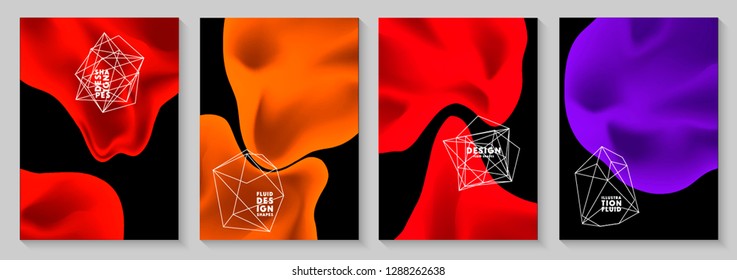 Set of abstract fluid modern graphic elements colorful shapes Template for the design of a logo, flyer or presentation