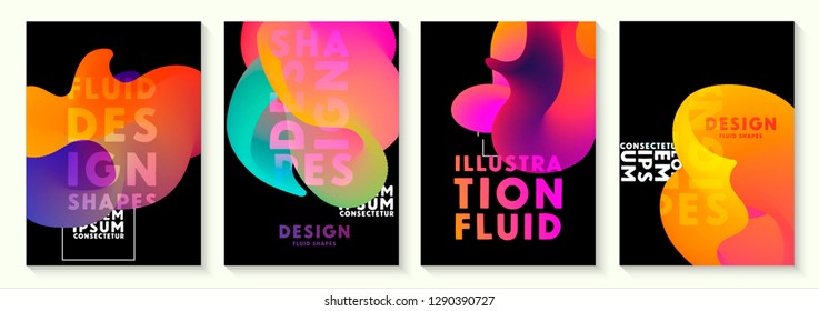 Set of abstract fluid modern graphic elements colorful shapes Template for the design of a logo, flyer or presentation