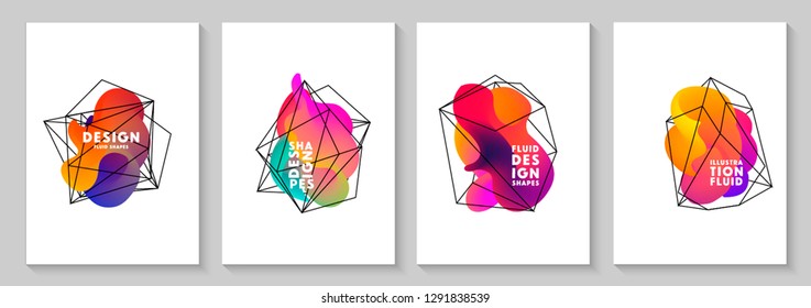 Set of abstract fluid modern graphic elements colorful shapes Template for the design of a logo, flyer or presentation