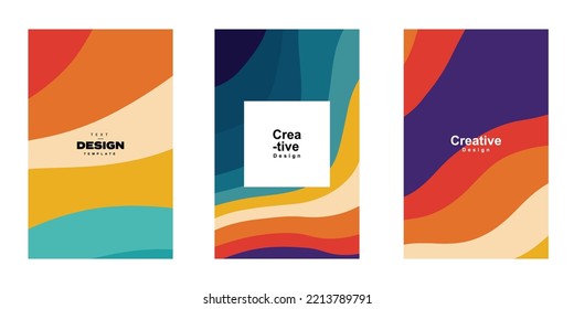 Conjunto de plantillas abstractas de afiches de fluidos en diseño de forma colorida. Colección de estilo moderno de diseño retro para afiches, volantes, fondo, papel pintado y espacio de copia