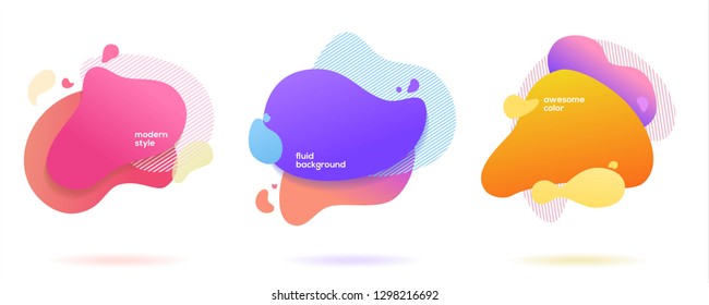 set of abstract fluid shape background template, colorful flowing liquid can use for, landing page, template, ui, web, mobile app, poster, banner, flyer, magazine, label, voucher