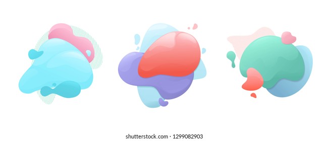 set of abstract fluid shape background template, colorful flowing liquid can use for, landing page, template, ui, web, mobile app, poster, banner, flyer, magazine, label, voucher
