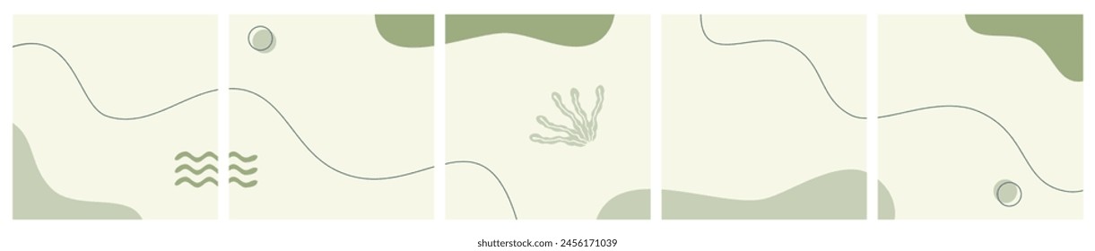 Set of Abstract fluid shapes for seasonal background vector illustration. Blank nature background for social media post, carousel template, microblog, or online ad promotion.