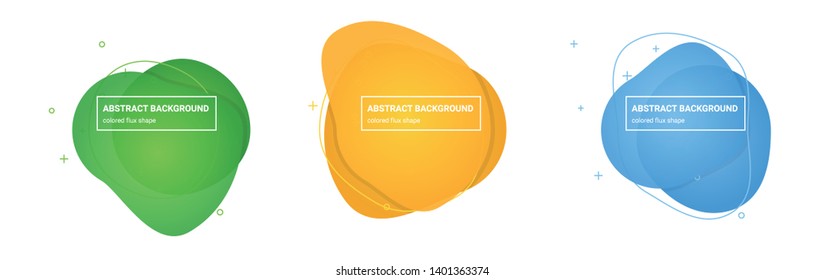 Set of abstract flux shapes background templates in Light-Atlantis, Light-Apple, Light-My-Sin, Light-Sunglow, Light-Picton-Blue, Light-Jordy-Blue gradients colors for logo, flyer, website etc.