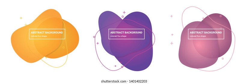 Set of Abstract flux shapes Background Templates in Pink-Salmon, Tapestry, Medium-Red-Violet, Royal-Purple, Tree-Poppy, Sunglow Gradients Colors for Logo, Flyer, Website etc.
