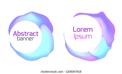 Set of abstract foil banners. Liquid iridescent banners. Objects separate from the background.  Vector pattern for your design