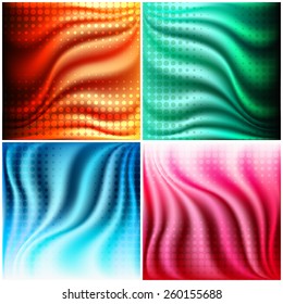 Set of abstract fold texture background with half tone overlay. Isolated on white background.