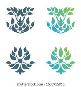 Set of abstract foliate decorations. Foliage vector symbol.