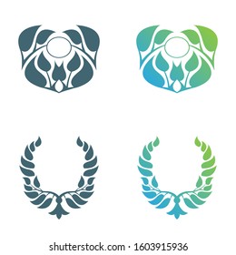 Set of abstract foliate decorations. Foliage vector symbol.