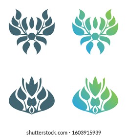 Set of abstract foliate decorations. Foliage vector symbol.