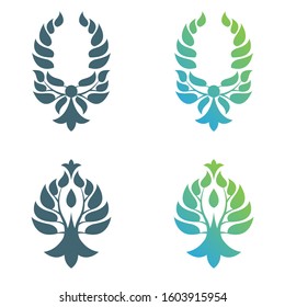 Set of abstract foliate decorations. Foliage vector symbol.