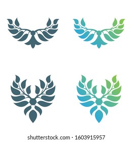 Set of abstract foliate decorations. Foliage vector symbol.