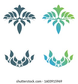 Set of abstract foliate decorations. Foliage vector symbol.