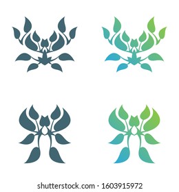 Set of abstract foliate decorations. Foliage vector symbol.
