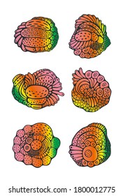 A set of abstract forms. Gradient color. Six pieces of templates.