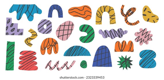 Set of abstract forms illustration, wobble blob shape organic, liquid form
