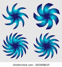 Set Abstract fractal pattern. fractal star grid vector image with circular transitions. blue spirograph. blue kaleidoscope. blue ornament. blue mandala