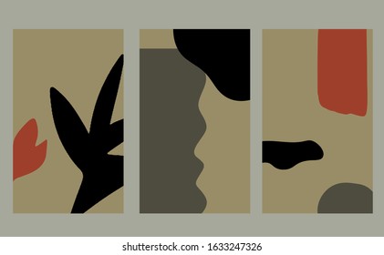 Set of abstract frame with contemporary scribble and shapes in minimal painting style. Creative templates for social media promotion in stories.