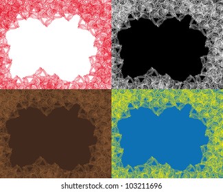 set of abstract frame with gentle flowers and different curls .Vector pattern