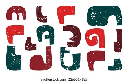 Set of Abstract free-form shapes. Modern abstract shape. Abstract flat design elements isolated on white background. Red and green abstract elements design. Elements design with grunge texture.